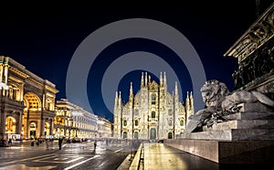 Milan Cathedral, Piazza del Duomo at night, Italy