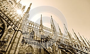 Milan Cathedral in a sunny day in Milan.