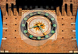 Milan clock of the sforza castle in the city center