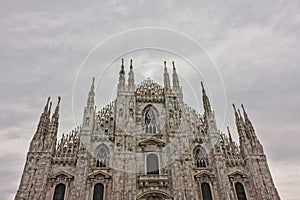 Milan, the facade of the cathedral