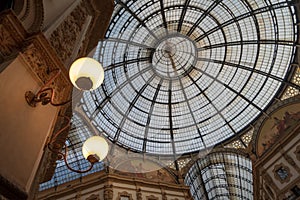 Milan. Glass ceiling in Vittorio Emanuele gallery