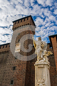 Milan, Italy 1729 statue of Saint John of Nepomuk - San Giovanni Nepomuceno - protector of soldiers, in the main courtyard of