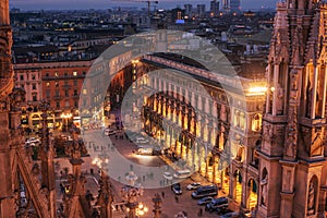 Milan, Italy: aerial view of Cathedral square, Piazza del Duomo