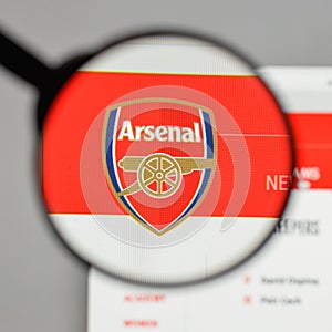 Milan, Italy - August 10, 2017: FC Arsenal logo on the website h