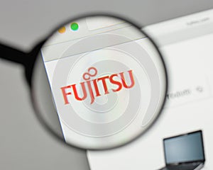 Milan, Italy - August 10, 2017: Fujitsu logo on the website home