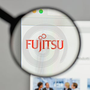 Milan, Italy - August 10, 2017: Fujitsu logo on the website home