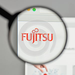 Milan, Italy - August 10, 2017: Fujitsu logo on the website home