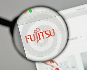 Milan, Italy - August 10, 2017: Fujitsu logo on the website home