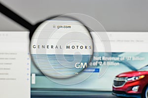 Milan, Italy - August 10, 2017: General Motors logo on the website homepage.