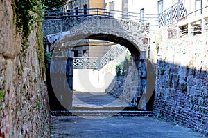 Milan, Italy, Naviglio of San Marco and hydraulic system of closures called `Chiuse` designed by Leonardo da Vinci, particular photo