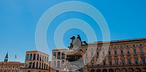 Milan Italy June 16. 2019 Statue of Vittorio