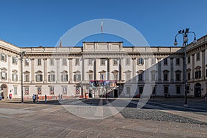 Milan, Italy - 30 June 2019: View of Palazzo Reale - Royal Palace