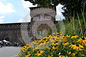 Sforza Castle main entrance in Milan - the Filarete Tower.