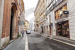 Via Montenapoleone is a high-class shopping district in Milan, Italy