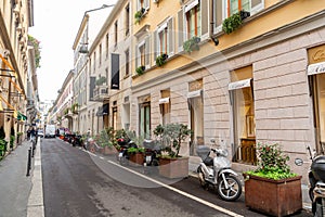 Via Montenapoleone is a high-class shopping district in Milan, Italy