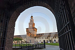 Milan, Italy:  medieval castle known as Castello Sforzesco