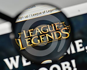 Milan, Italy - November 1, 2017: League of Legends logo on the w