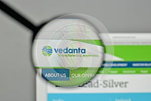 Milan, Italy - November 1, 2017: Vedanta Resources logo on the w