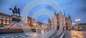 Milan, Italy: Piazza del Duomo, Cathedral Square in the sunrise