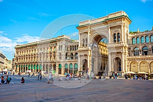 Milan, Italy - 14.08.2018: Vittorio Emanuele II Gallery at Piazza del Duomo in Milan