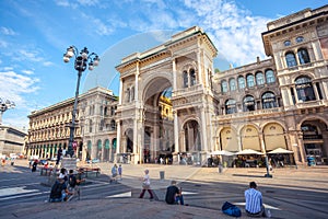 Milan, Italy - 14.08.2018: Vittorio Emanuele II Gallery at Piazza del Duomo in Milan