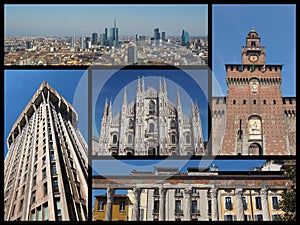 Milan landmarks collage