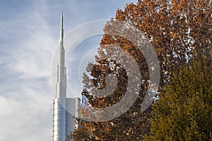 Unicredit tower in Milan at fall photo