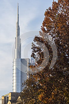 Unicredit tower in Milan at fall photo