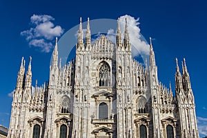 The Milan marble cathedral under blue sky