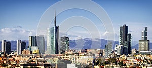 Milan (Milano) skyline with new skyscrapers photo