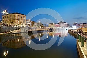 Milan new Darsena, redeveloped docks area in the night