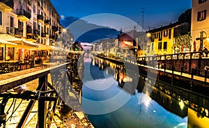 Milan nightlife in Navigli.italy