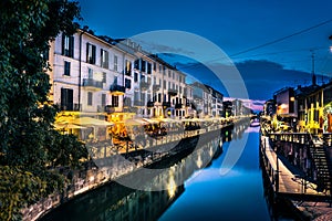 Milan nightlife in Navigli.italy