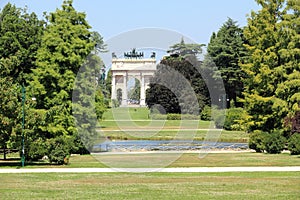 Milan, parco Sempione and Arco della pace photo