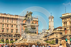 Monument to King Victor Emmanuel II, Piazza Duomo, Milan, Italy