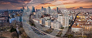 Milan skyline, Italy. Panorama of Milano city with the Porto Nuovo business district. photo