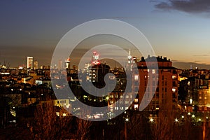 Milan skyline late sunset