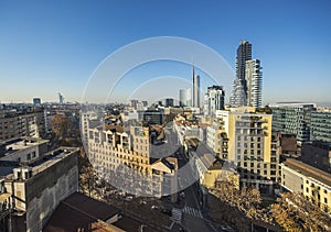 Milan skyline with modern skyscrapers in Porto Nuovo business district, Italy photo