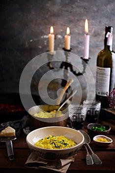 Milanese risottoon the table...style rustic