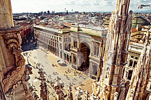 Milano city square aerial view