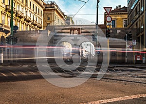 Milano piazza cavour traffic during working day