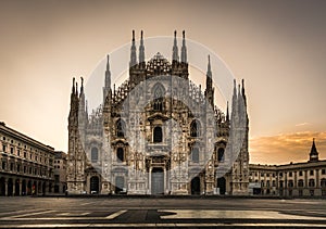 Milano piazza duomo cathedral front view at night photo