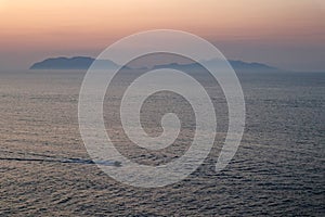 Milazzo - Isole Eolie da Punta Milazzo dopo il tramonto