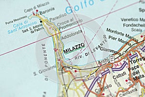 Milazzo. Map. The islands of Sicily, Italy