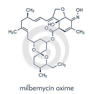 Milbemycin oxime antiparasitic drug molecule veterinary. Skeletal formula. photo