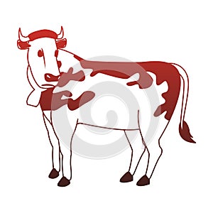 Milch cow cartoon red lines