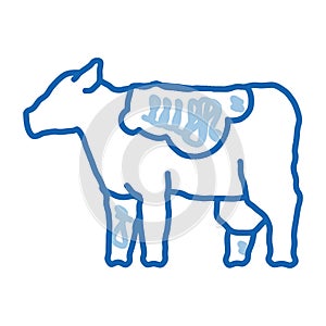 milch cow doodle icon hand drawn illustration