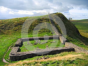 Northumberland National Park, Milecastle 39, Castle Nick, on Hadrians Wall, England, Great Britain photo