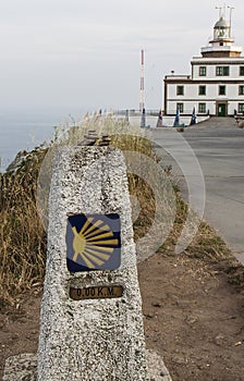 Milestone at Finisterre the end of the Way