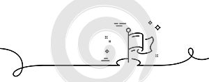 Milestone line icon. Place pin sign. Continuous line with curl. Vector